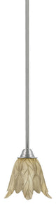 Paramount 1-Light Mini Pendant, Brushed Nickel, 7" Vanilla Leaf Glass