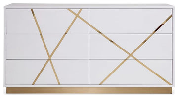 Modrest Nixa Modern White + Gold Bedroom Set, California King