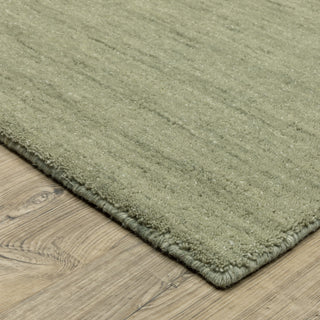 Apollo Heathered Solid Sage Green Hand-Made Wool Area Rug 10' x 13'