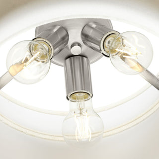 Silva Collection Three-Light Brushed Nickel White Linen Shade Pendant