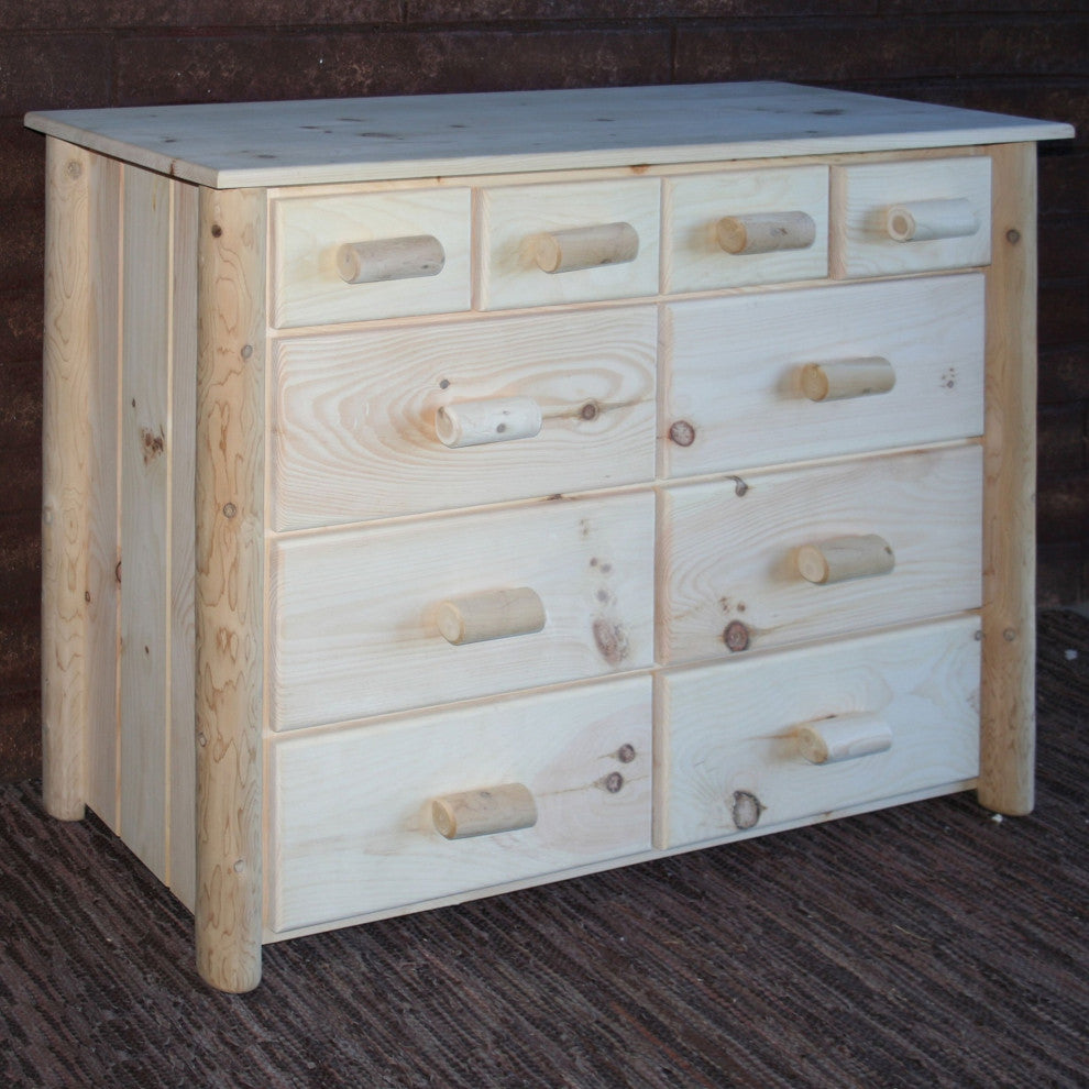 HomeRoots Natural Light Honey Finish Wood Ten Drawer Dresser