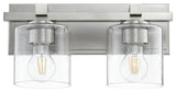 Quorum 5669-2-265 Two Light Wall Mount, Satin Nickel With Clear/Seeded Finish