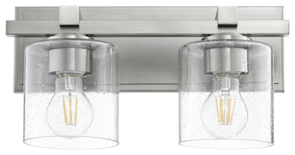 Quorum 5669-2-265 Two Light Wall Mount, Satin Nickel With Clear/Seeded Finish