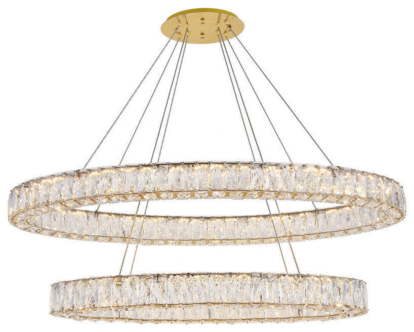 Monroe Chandelier, Gold, Clear Royal Cut Crystal