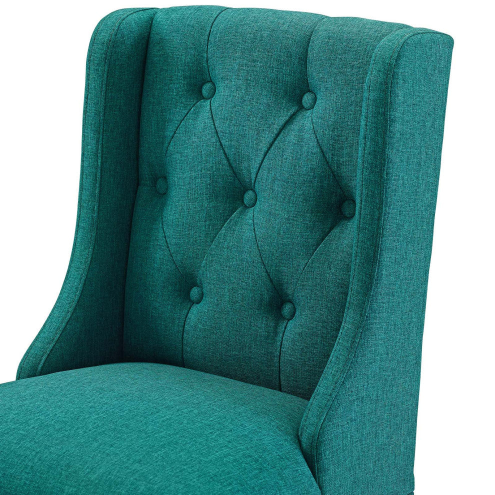 Tufted Counter Stool Chair, Fabric, Wood, Teal Blue, Modern, Bar Pub Cafe Bistro