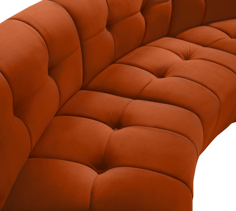 Limitless Velvet Upholstered 2-Piece Modular Sectional, Cognac
