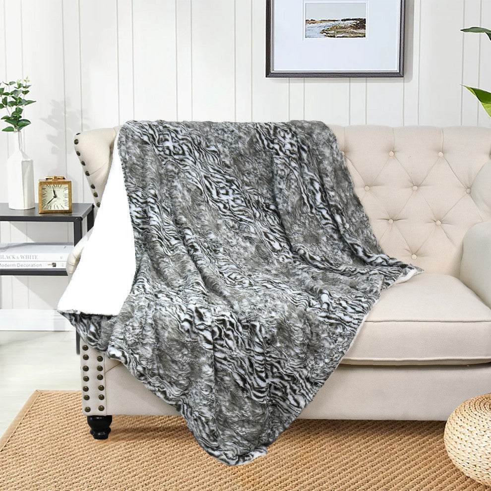 Elite Faux Fur Throw Blanket With Sherpa Backing, Victoria, 50" X 60"