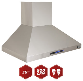 KUCHT Professional Wall Mounted Range Hood 900CFM, Stainless Steel, 36 Inch
