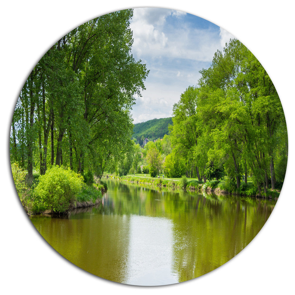 Beautiful Summer With Green Grass, Landscape Round Metal Wall Art, 11"