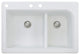 Radius 33" silQ Granite Drop-in Double Bowl Kitchen Sink with 3 Holes in White