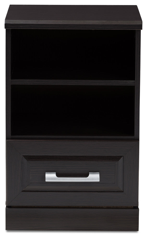 Odelia Moderm, Contemporary Wenge Brown 1-Drawer Nightstand