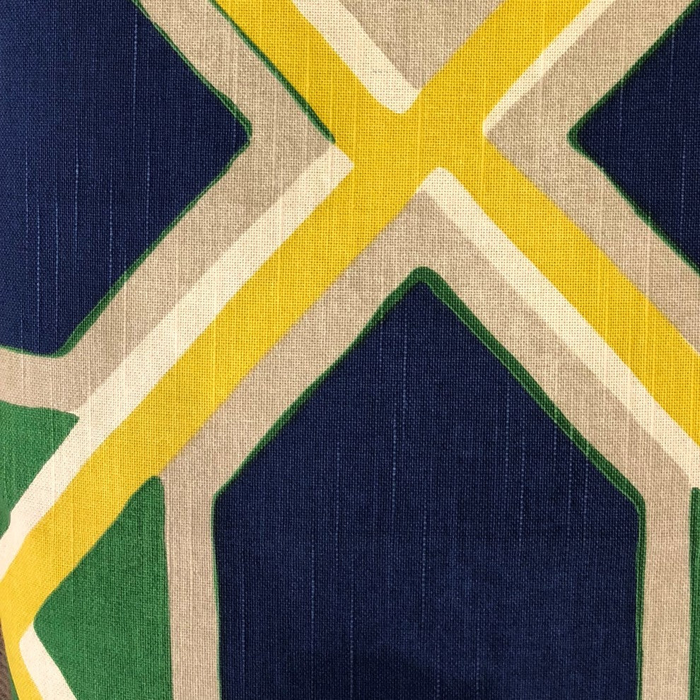 Obliquity Blue, Yellow and Green Luxury Throw Pillow, 18"x18"