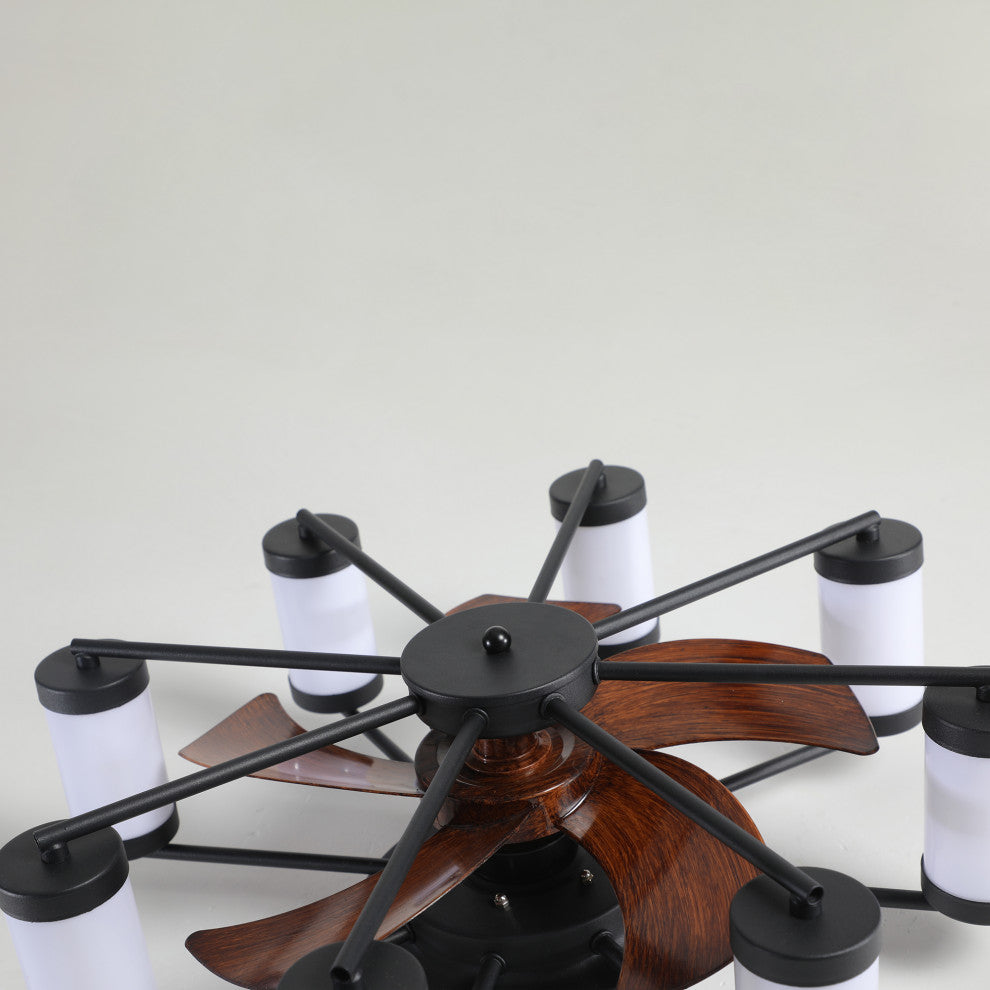 22 in. W x 8 in. H Iron Ceiling Fan in Black and White with Dimmable LED Lights