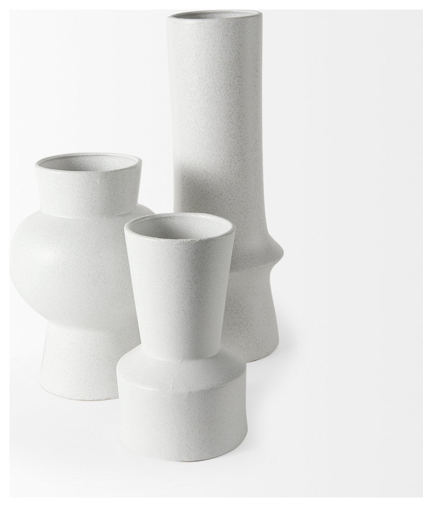 17" White Contempo Deco Ceramic Vase