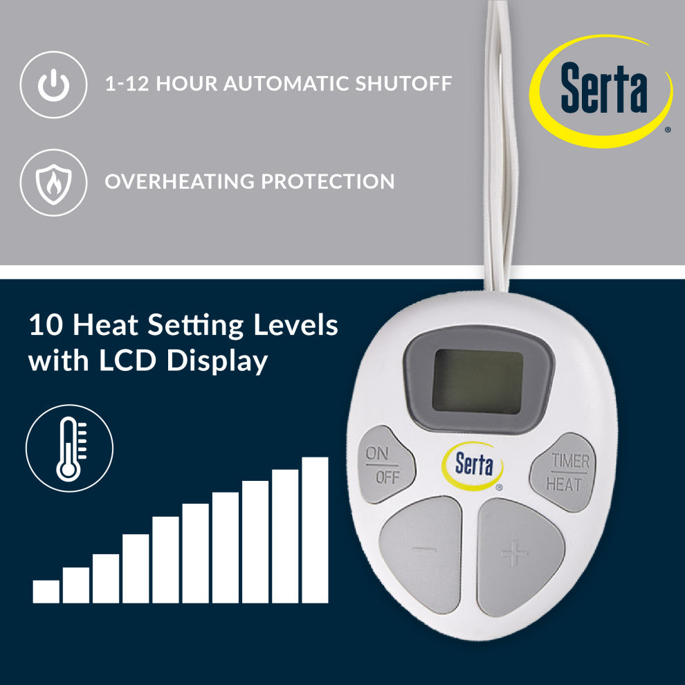 Serta Waterproof Heated Mattress Pad, White
