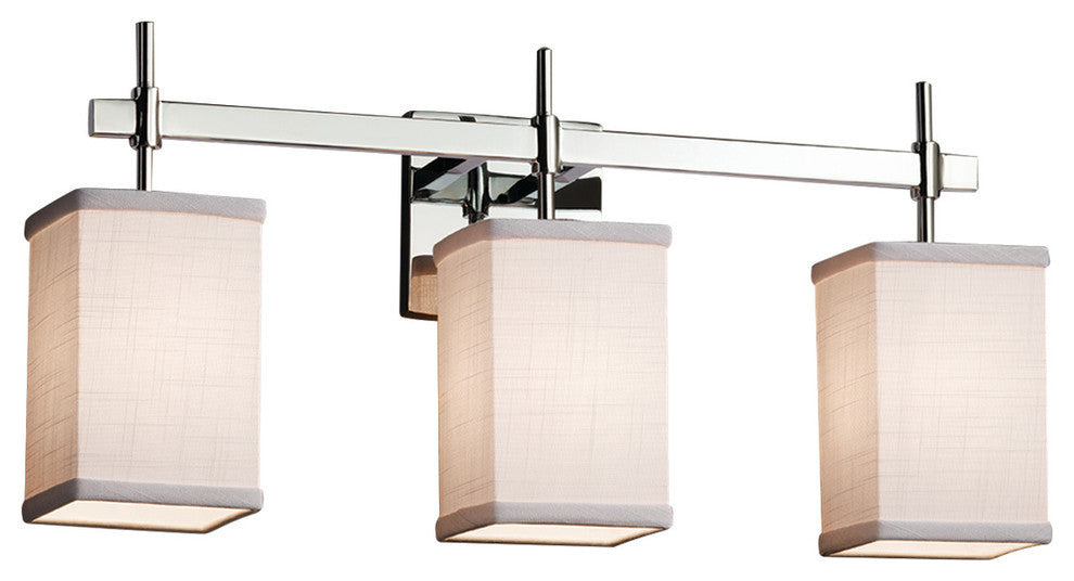 Textile Union 3-Light Bath Bar, Square With Flat Rim, Polished Chrome