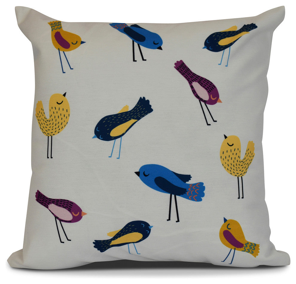 20x20", Tweets, Animal Print Pillow, Yellow