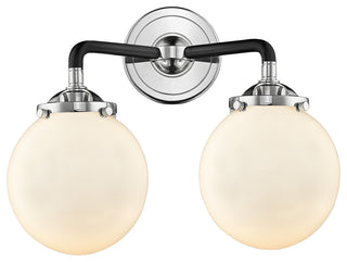 Beacon 2-Light LED Sconce, Black Polished Nickel, Shade: Gloss White