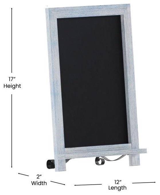 Canterbury Magnetic Chalkboard WithMetal Scrolled Legs, Hang or Countertop Board, 12" X 17" - Rustic Blue