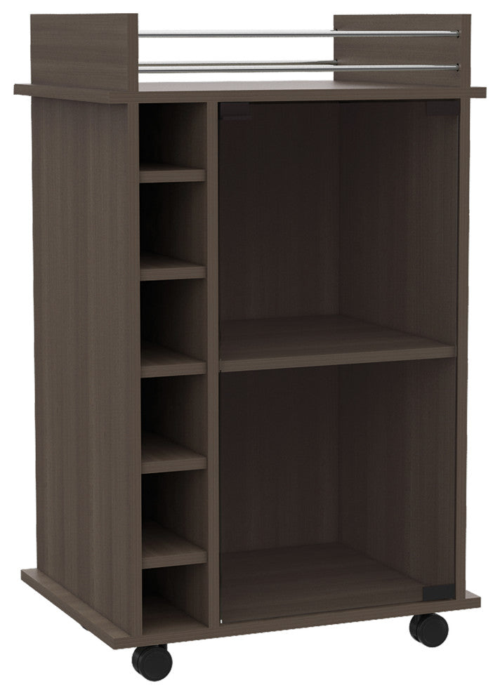 Huali Bar Cart, Smoky Oak