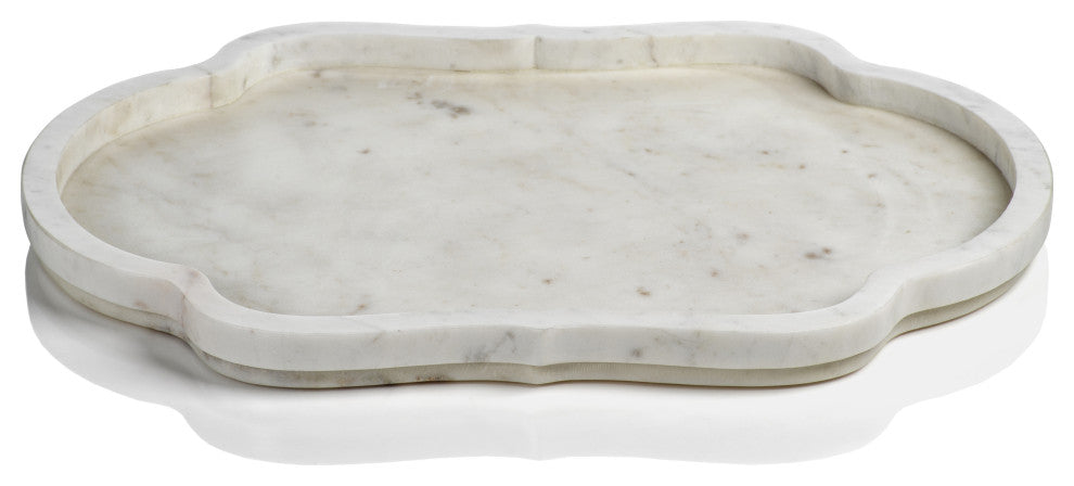 Primo White Marble Decorative Tray, L