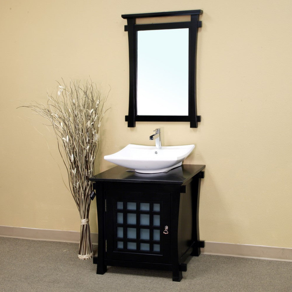 30" Single Sink Vanity, Wood, Black