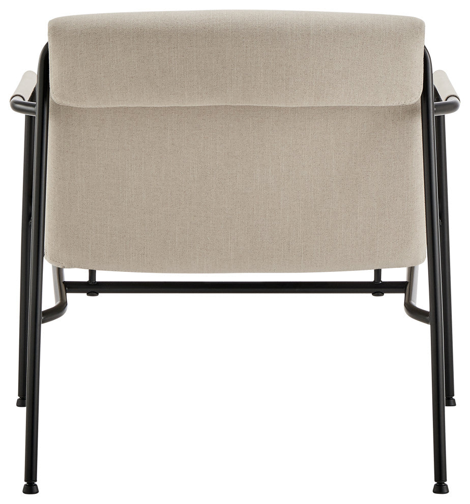 Ludvig Lounge Chair, Tan Fabric With Black Frame