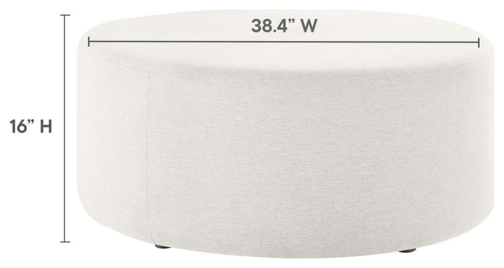 Callum Large 38" Round Woven Heathered Fabric Upholstered Ottoman