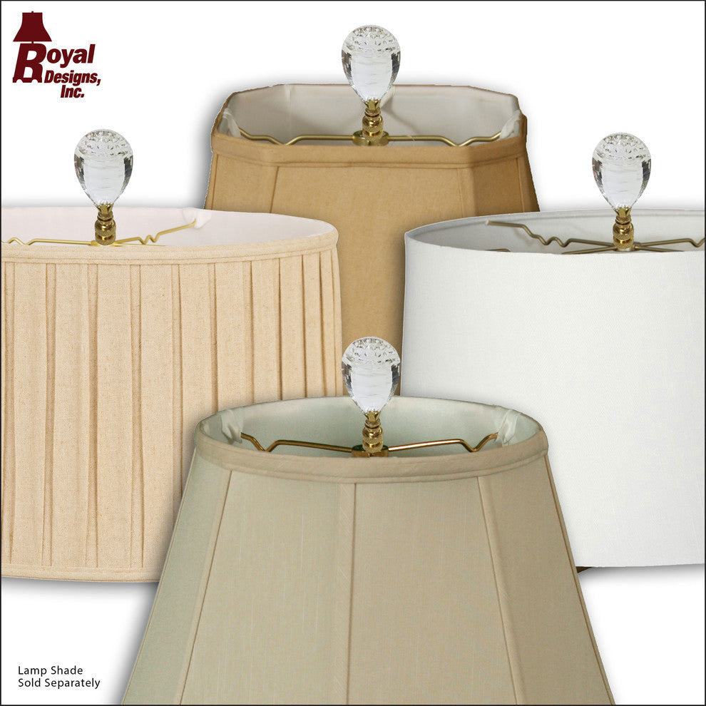 Balloon Drop Clear K9 Crystal Lamp Finial with Polished Brass Base, Single