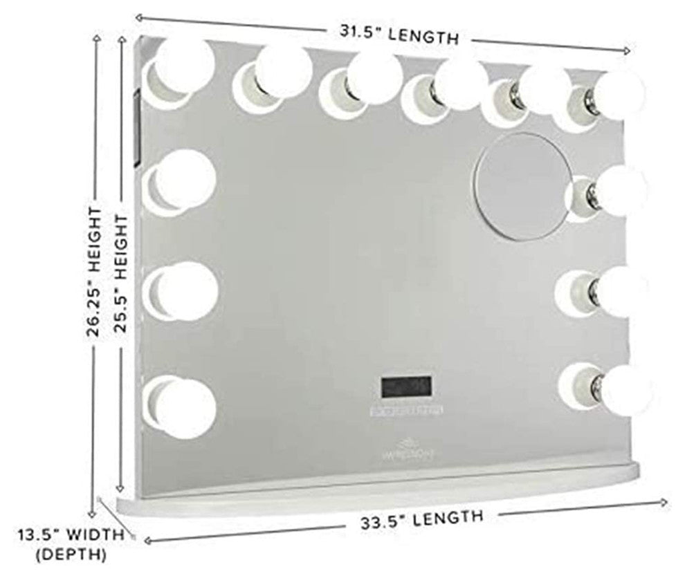 Hollywood Premiere Plus Vanity Mirror, White, Bluetooth