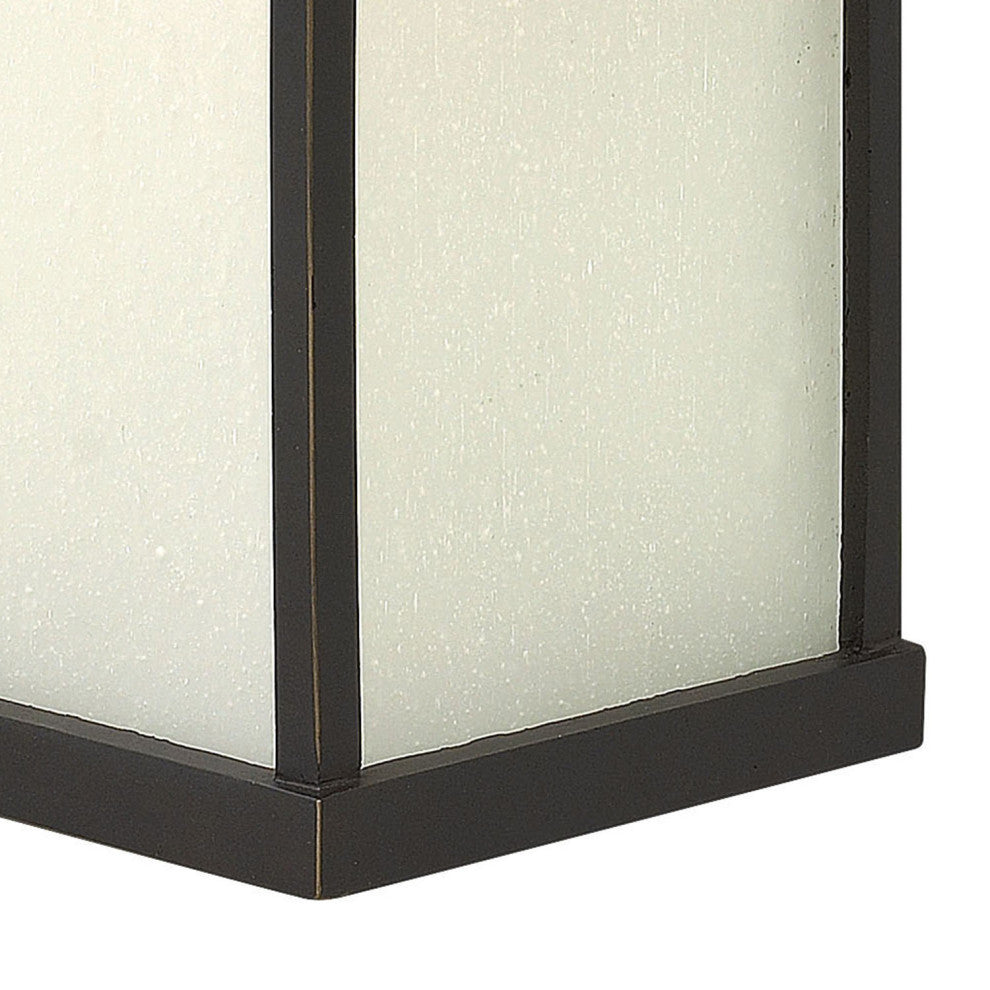 Manhattan Large Outdoor Wall Sconce, Oil Rubbed Bronze With Etched Seedy Glass