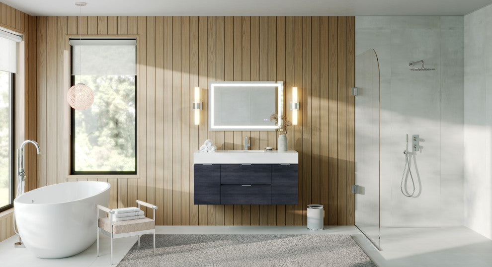 Boutique Bath Vanity, Gray Oak, 48", Single Sink, Wall Mount