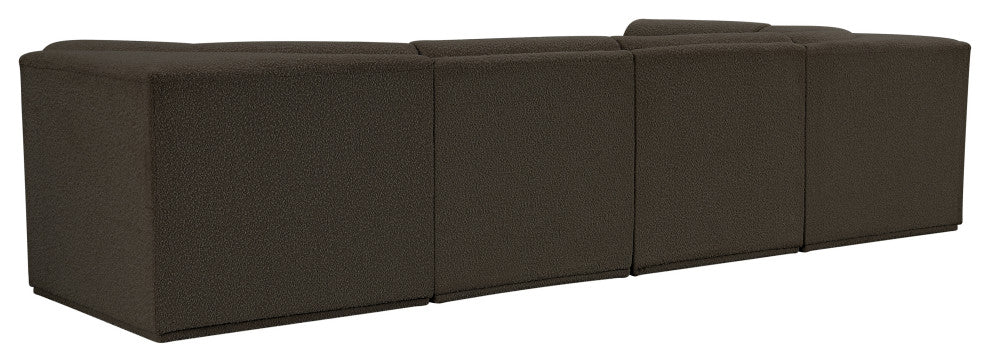Ollie Black Boucle Fabric L-Shaped Modular Sectional, Brown, 5-Piece: 3 Armless Chair, 2 Corner Chair