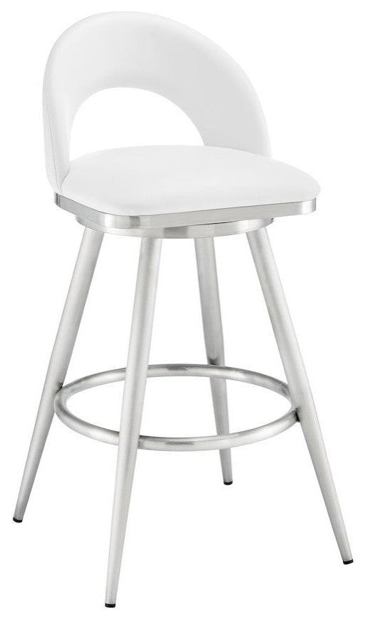 Charlotte Swivel Counter or Bar Stool in Faux Leather and Metal