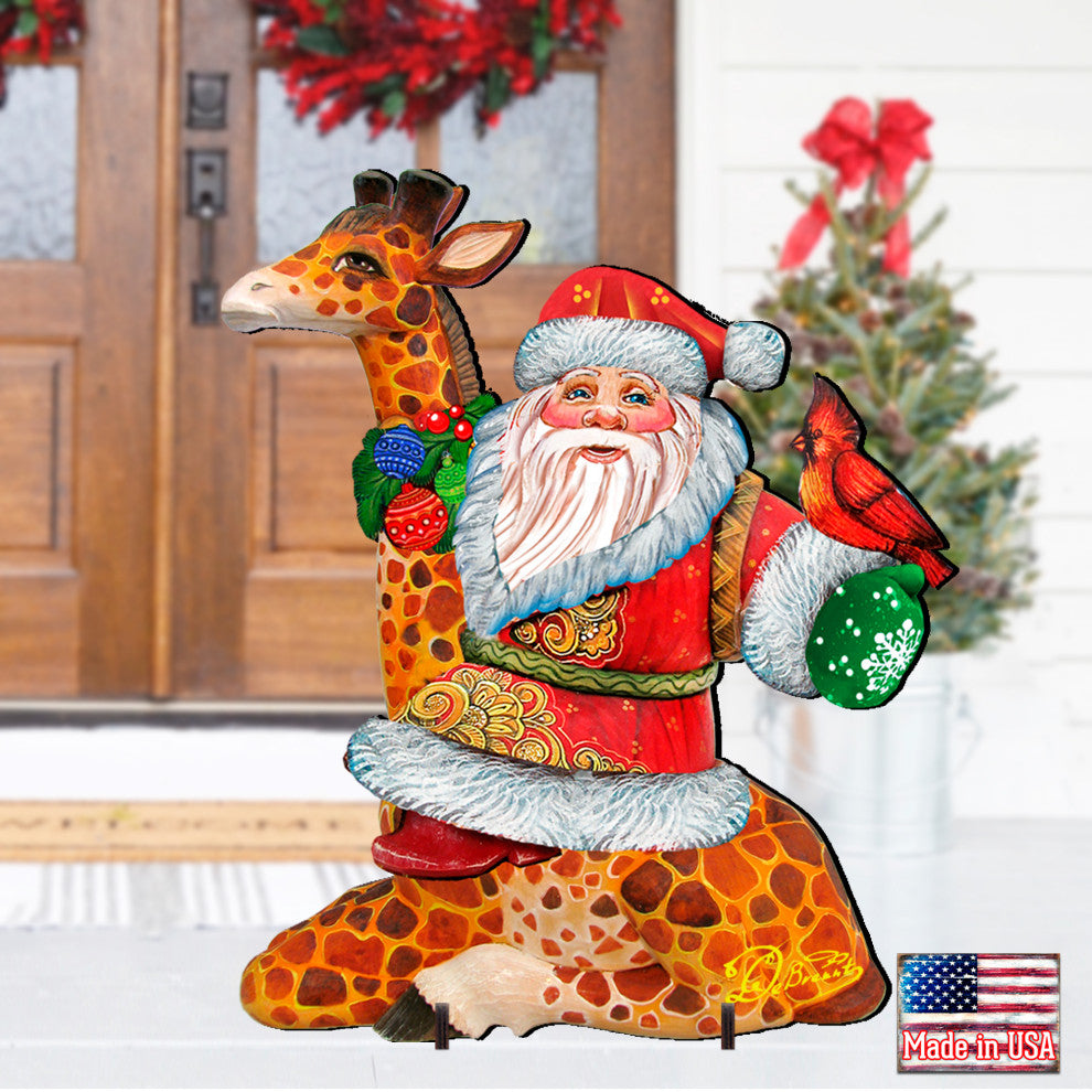Santa On Giraffe Free Standing