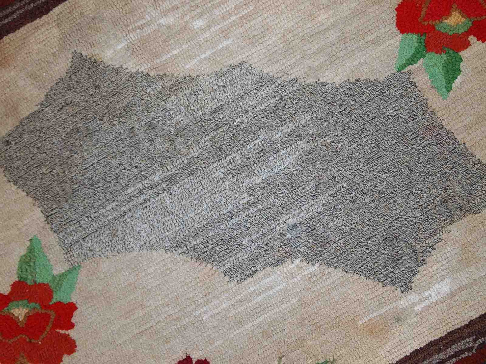 Handmade Antique American Hooked Rug, 2.5'x4.5', 78cmx138cm 1920s