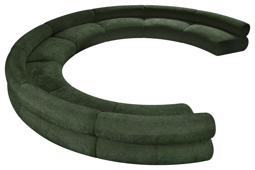 Bale Cream Chenille Fabric Modular Sofa, Green, 8-Piece, Arc Shaped