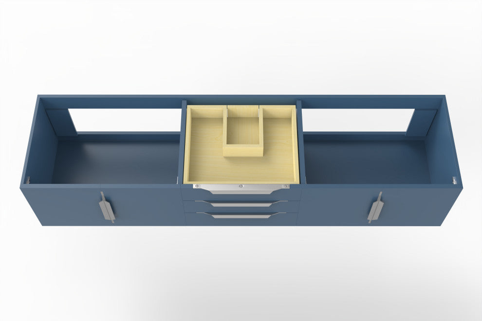 CastelloUSA Alpine 72" Wall Mounted Vanity, Base Only, Blue, Brushed Nickel