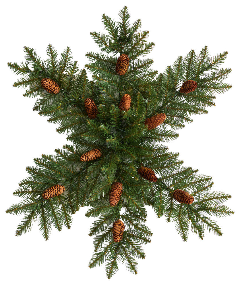 30" Pre-Lit Snowflake Artificial Dunhill Fir Wreath With Pinecones & 40 LEDs