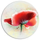 Beautiful Red Watercolor Poppy, Flowers Round Metal Wall Art, 11"