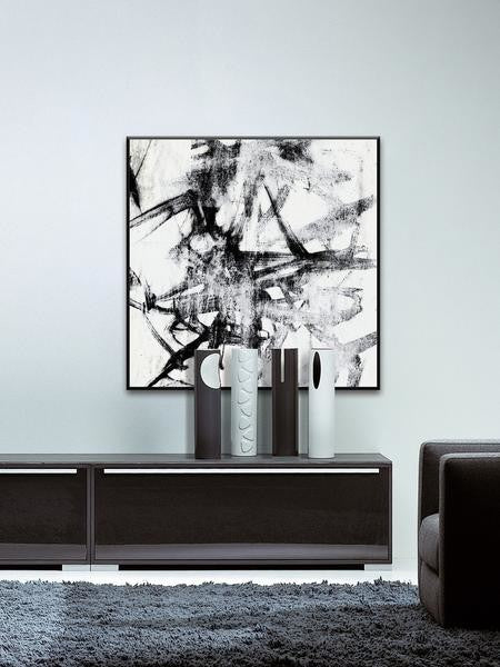 "Monotype Scribble II" Floater Framed Painting Print on Canvas, 12"x12"