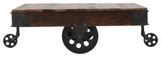 Metal And Reclaimed Wood Cart Coffee Table