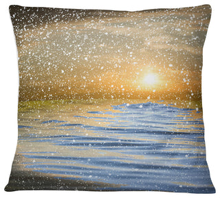 Clouds with Reflection in Water Seashore Photo Throw Pillow, 16"x16"