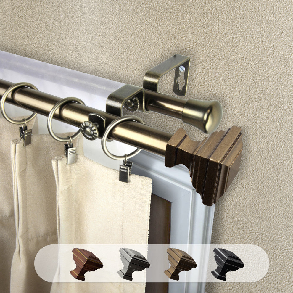 Kira 13/16" Double Curtain Rod Antique Brass