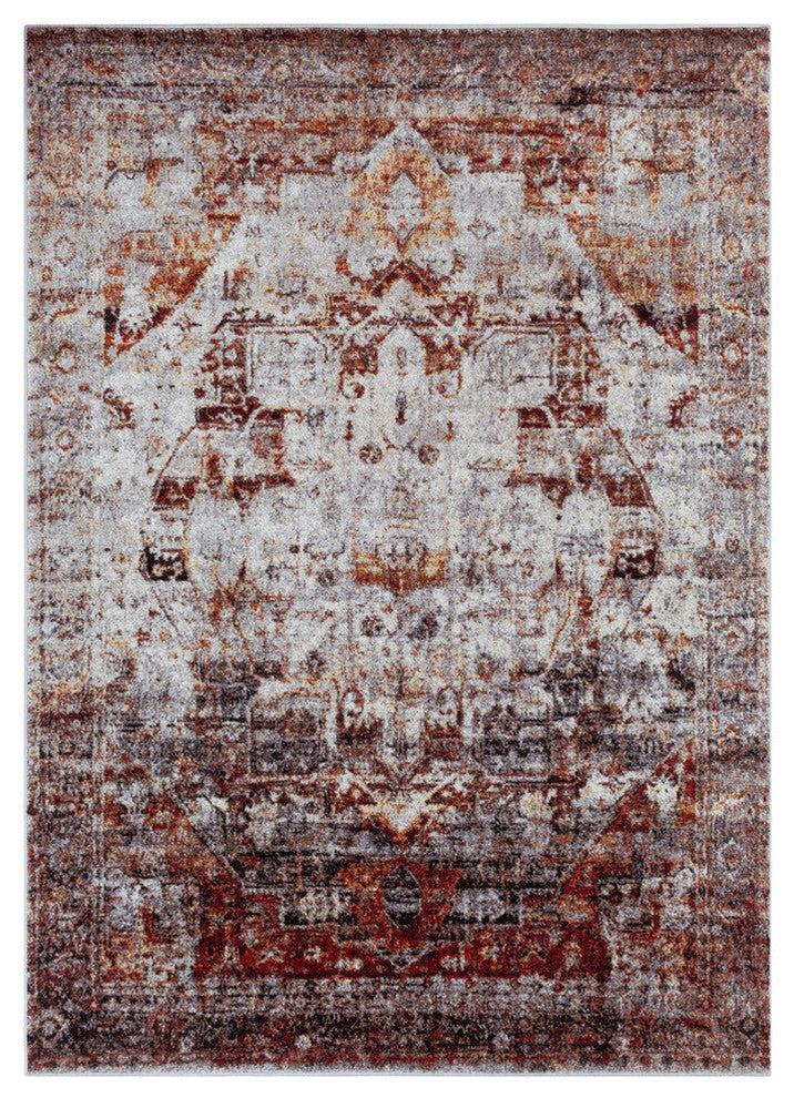 Serapi Traditional Dark Red, White Area Rug, 7'10"x10'6"