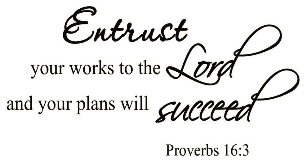 VWAQ Entrust Your Works to the Lord and Your Plans Will Succeed Bible Wall Decal