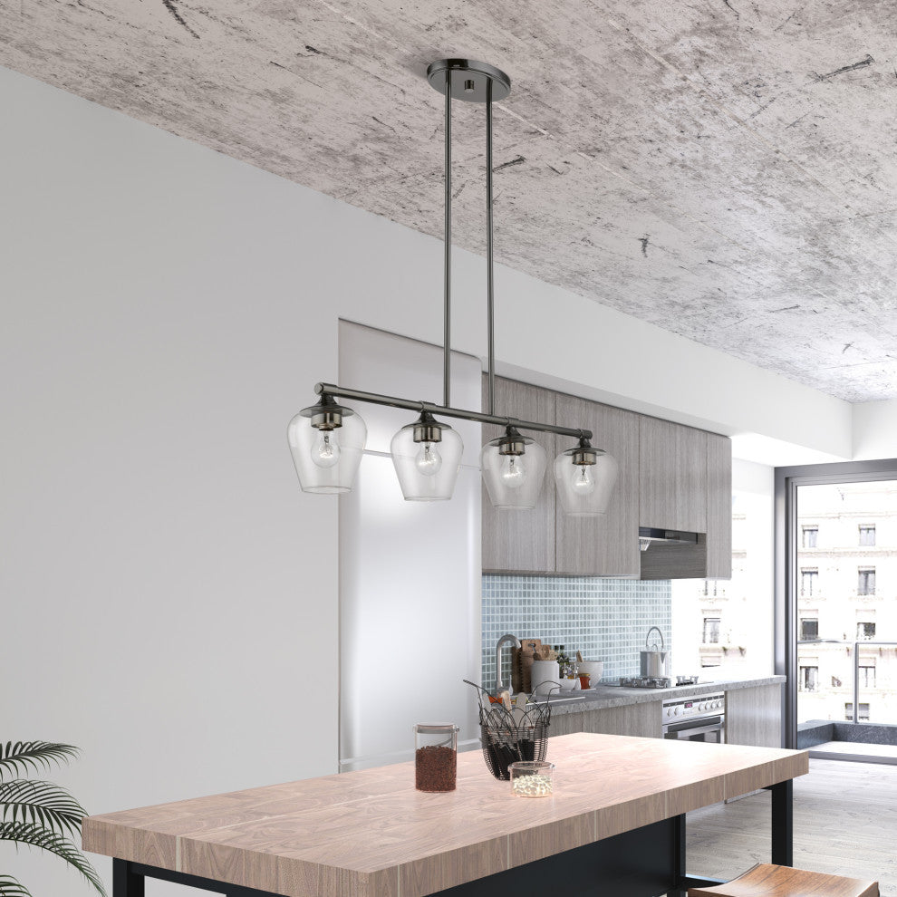 Willow 4 Light Black Chrome Linear Chandelier