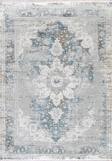 Ruby Gray and Blue Area Rug, 7.10'x10.10'