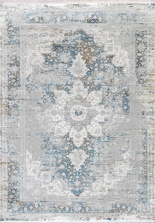 Ruby Gray and Blue Area Rug, 7.10'x10.10'