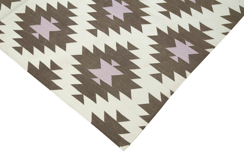 Rug N Carpet - Handmade Wool 6' 0'' x 8' 8'' Geometric Dhurrie Kilim Rug